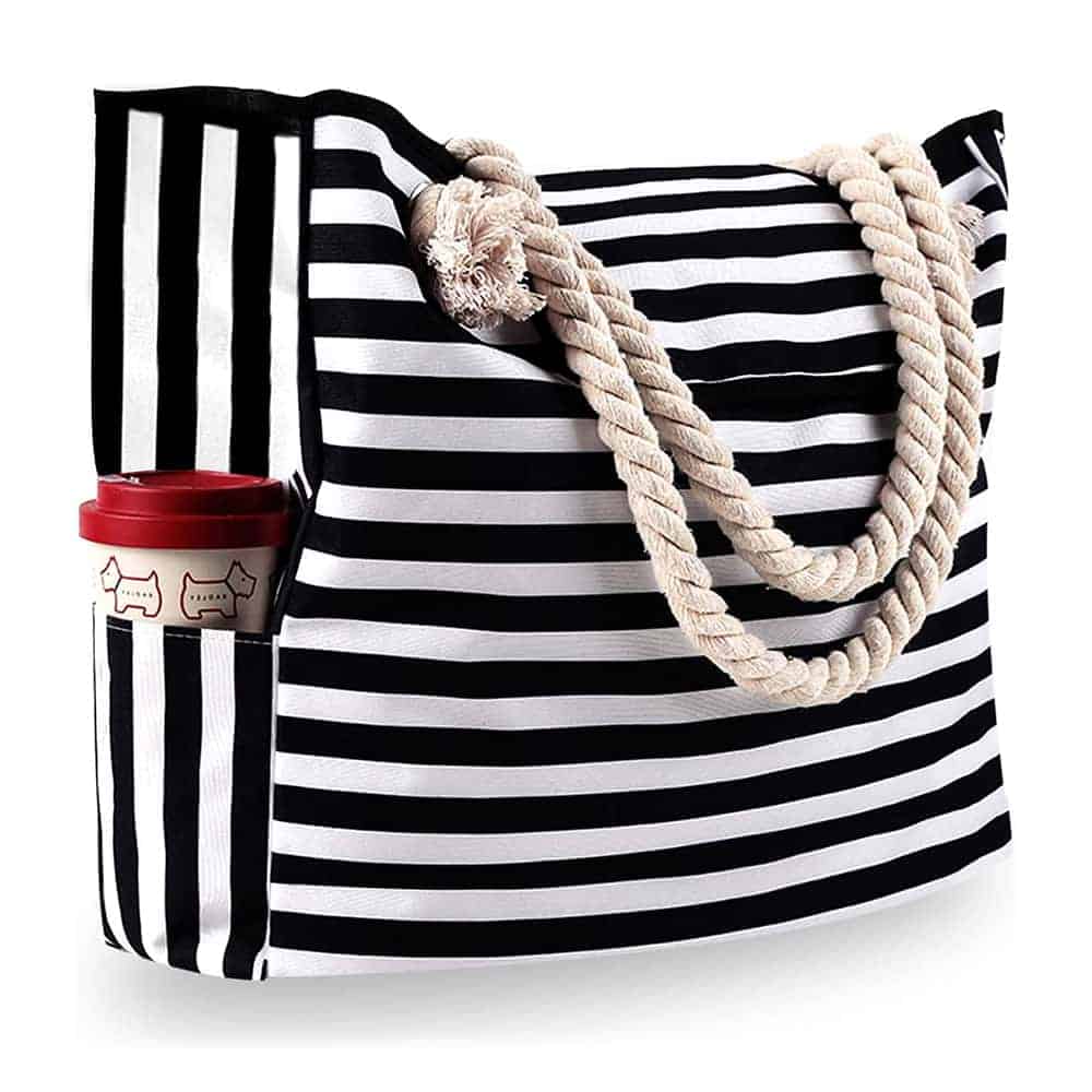 Sac De Plage En Toile Noir Et Blanc Marinera